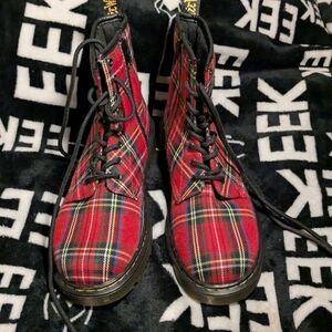 Dr. Martens Red Plaid Boots